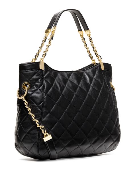 michael kors susannah black quilted shoulder tote|michael michael kors susannah medium shoulder tote .